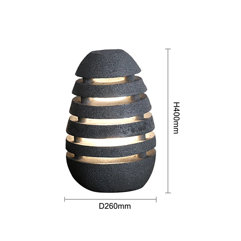 Japanese Style Zen Temple Outdoor Simulation Egg Light Garden Villa Courtyard Outdoor Waterproof Lamp Landscape Led Lawn Lamp