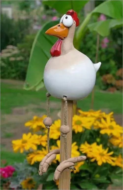 Funny Chicken Fence Decor Resin Statues Home Garden Farm Yard Decorations Chicken Hen Sculpture Art Craft Courtyard Ornaments