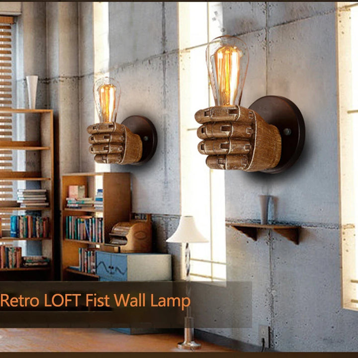 Vintage Wall Lamp Resin Fist lights For Bar Restaurant Coffee Shop Decoration Wall light Left Right Hand Indoor Lighting E27