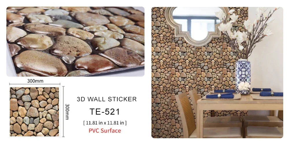 10/20PCS Imitation Brick Tile cobblestone Wall Stickers Water and Oil Proof for Kitchen Restaurant Tea room Relaxation area etc.