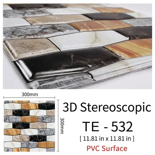 10/20PCS Imitation Brick Tile cobblestone Wall Stickers Water and Oil Proof for Kitchen Restaurant Tea room Relaxation area etc.