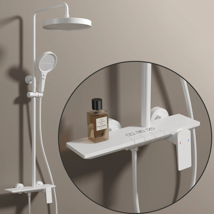 Brushed Rose Gold Piano Bathroom Shower Set Brass Hot Cold Bathroom Mixer Faucet Rain Shower Head Hot Cold Piano Shower System