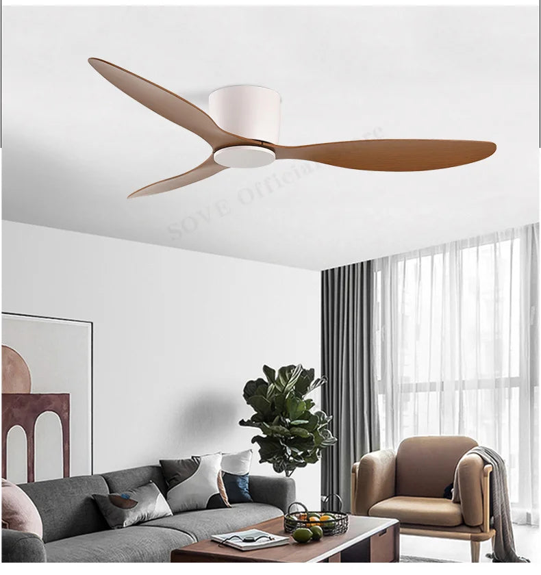 SOVE Low Floor Modern Ceiling Fans Without Light DC 30W Ceiling Fan With Remote Control Home Simple Ceiling Fan No Lights 220V