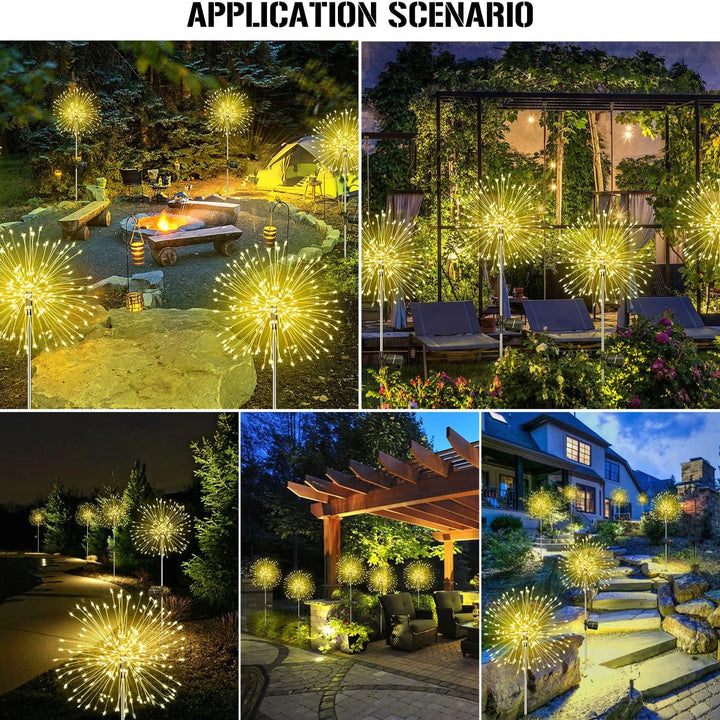 Solar Garden Lights Solar Firework Lights 90 LEDs Outdoor Waterproof for Garden Patio Walkway Pathway