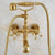 Polished Gold Brass Wall Mount Bathroom Bathtub Faucet Dual Handles Bath Shower Mixer Tap with Hand Shower
