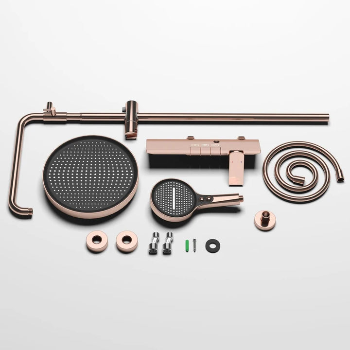 Rose Gold Shower Faucet Bathroom Hot Cold Mixer Bath Shower System Bathtub Wall Mount Round SPA Rainfall Luxury Set