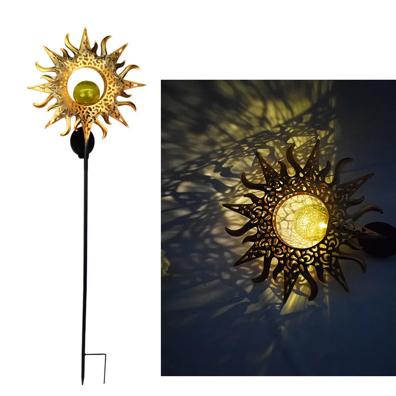 Led Solar Lights Outdoor Waterproof Moon Fire Fairy Lawn Garden Flamingo Lamp for Pathway Landscape Courtyard Garland Decoration