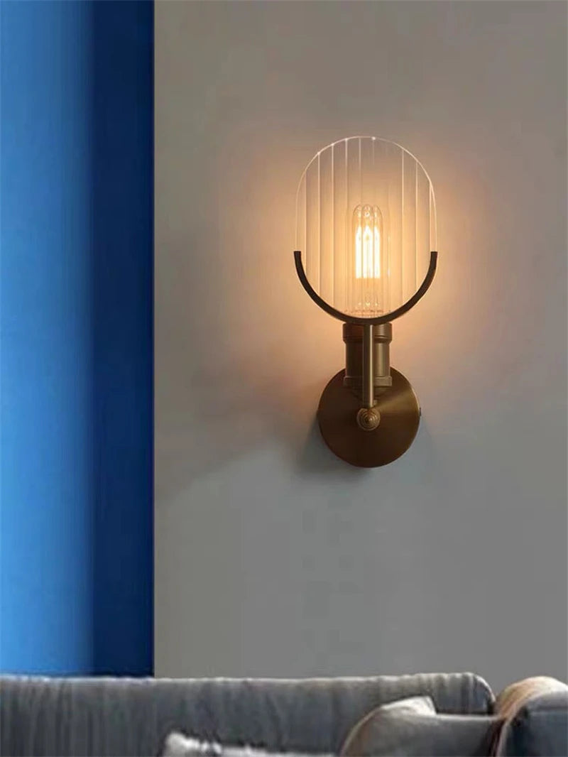 Vintage Wall Lamp Designer Bedside Aisle Coffee Bar Glass Shade Industrial Lighting LED Wall Light Indoor Retro Sconce Lights