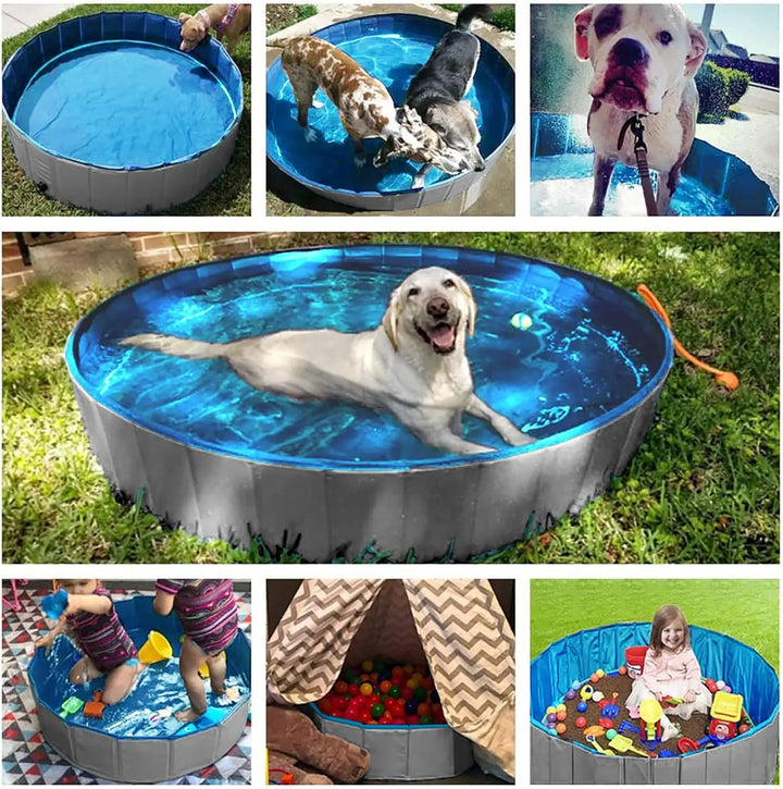 Foldable Bath Tub for Dogs & Cats – 48 Inch Collapsible Pet Pool with Quick-Drain Design, Durable PVC for Puppies/Kids
