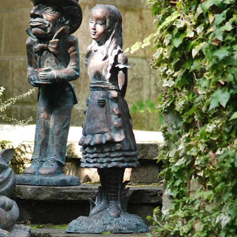 Alice In Wonderland Garden Statue - Caterpillar & Rabbit Sculpture, Home Room & Garden Decoration