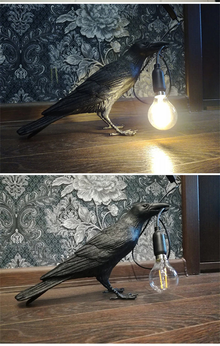 Resin Lucky Bird Crow Wall Lamp Table Lamp Night Light Bedroom Bedside Living Room Wall Lamp Home Decoration(Free bulb)