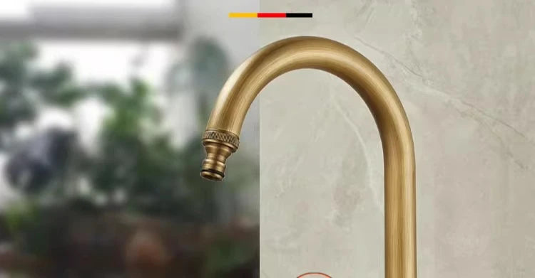 Outdoor Antifreeze Faucet Antique Brass Balcony Wash Basin Single Cooling Faucet Vanity 360°Swivel Rotate Spout Only Cold Tap