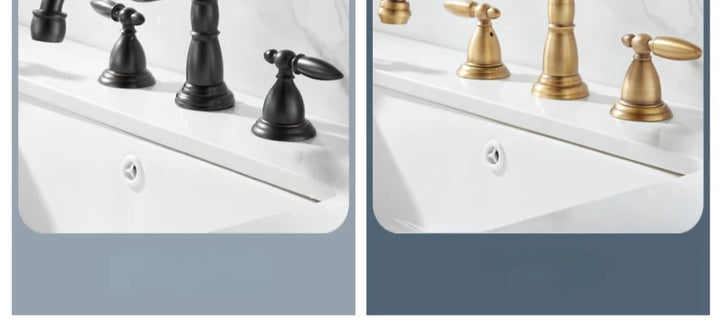3 PCS Bathroom Faucets Dual Holder Three Hole Widespread Bathroom Sink Basin Faucets Deck Mounted Mixer Tap