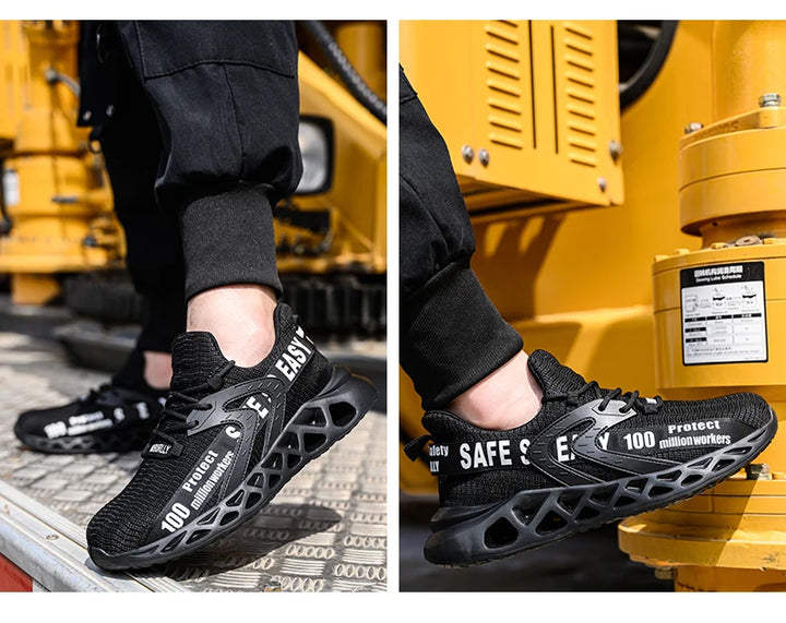 New Safety Shoes Men Breathable Light Work Sneakers Steel Toe Shoes Anti-smash Anti-puncture Indestructible Shoes Large Size 50