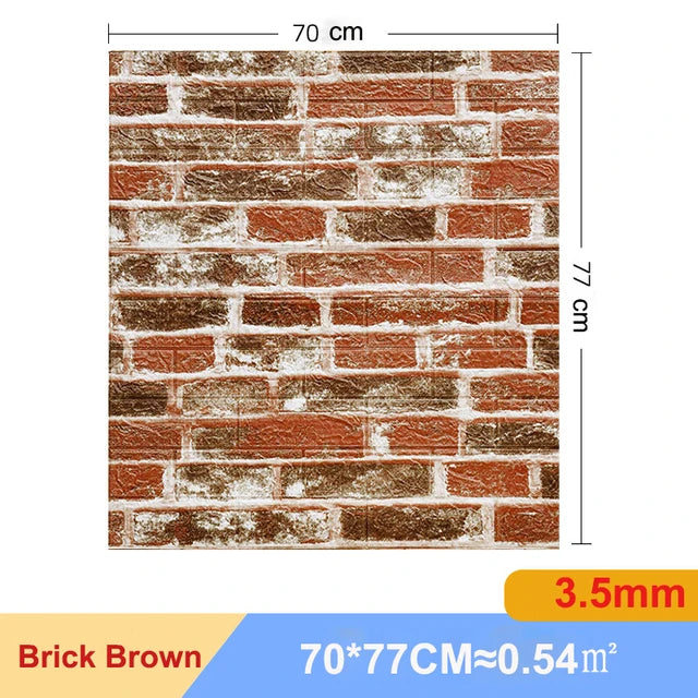 10Pcs Self-Adhesive 3D Wall Sticker DIY Brick Stickers Home Kids Room Kitchen Ceiling Decor No Odor No Pollution Wallpaper 70X77