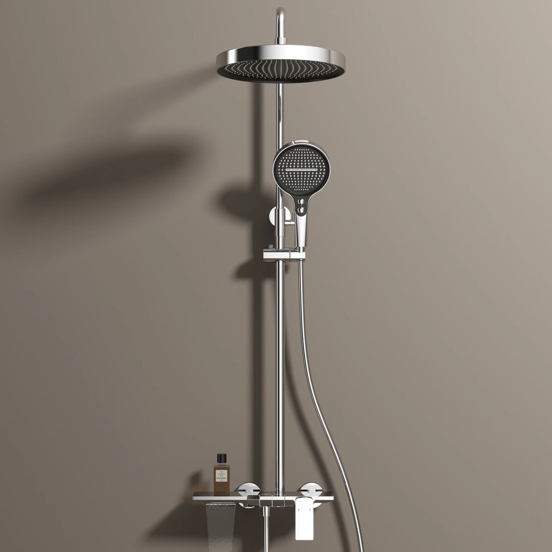 Brushed Rose Gold Piano Bathroom Shower Set Brass Hot Cold Bathroom Mixer Faucet Rain Shower Head Hot Cold Piano Shower System