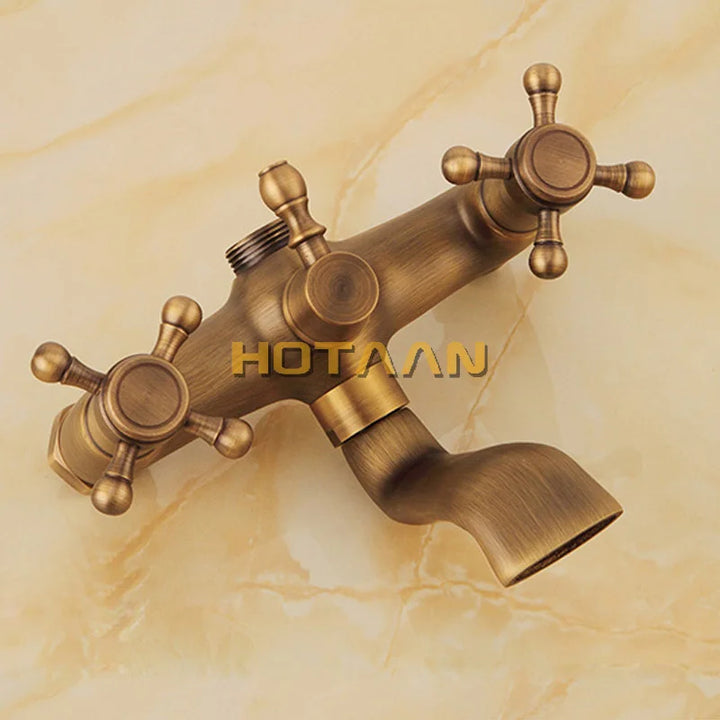 .  Bathroom Bath Wall Mounted Hand Held Antique Brass Shower Head Kit Shower Faucet Sets YT-5328-B