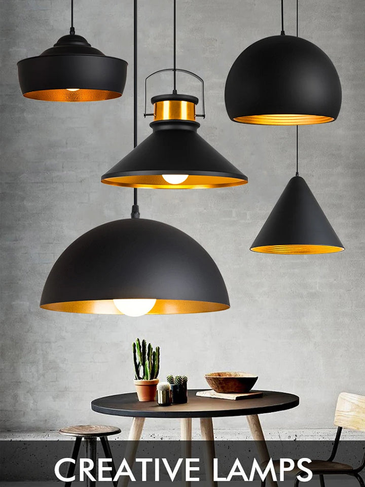GEW Nordic Retro Industrial Black Ceiling Pendant Lamp E27 Restaurant Dining Table Bar Decorative Pendant Lighting Fixture