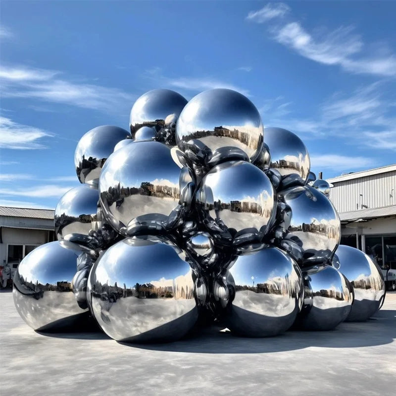 Inflatable Mirror Ball Set - Giant Sealed Shiny Reusable Balls for Wedding, Outdoor Pool Party & Nightclub Decor