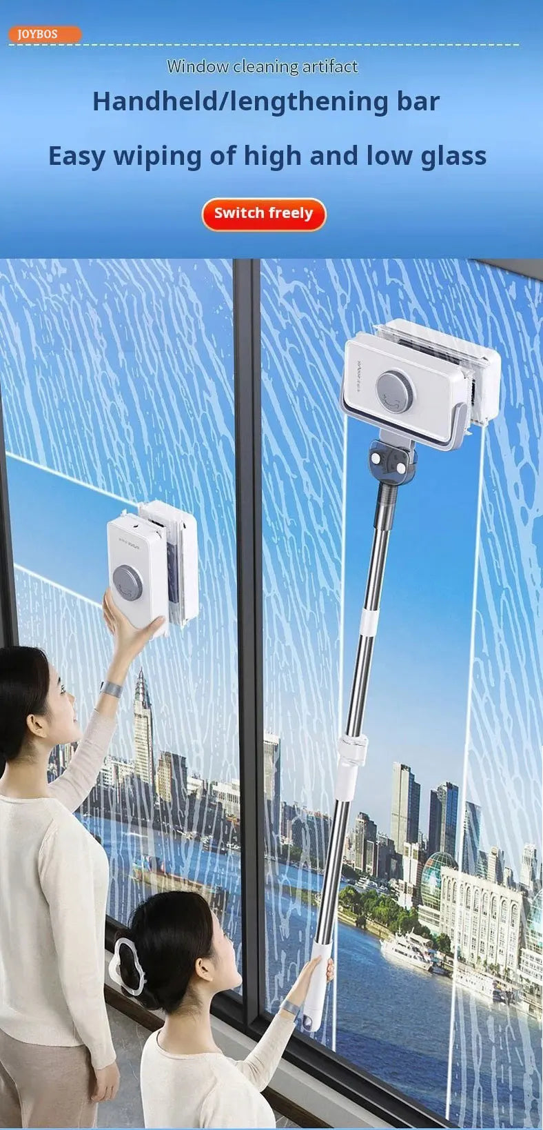 Window Cleaner JOYBOS Unlimited Adjustable Magnetic Glass Professional Double With Telescopic Rod Window For Home Cleaning Brush