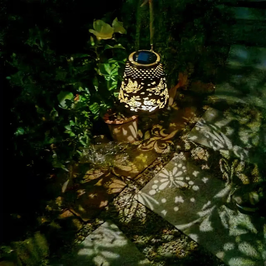 Iron Hollow Solar Lawn Outdoor Butterfly Projectio Garden Lamp  for ,Courtyard Balcony