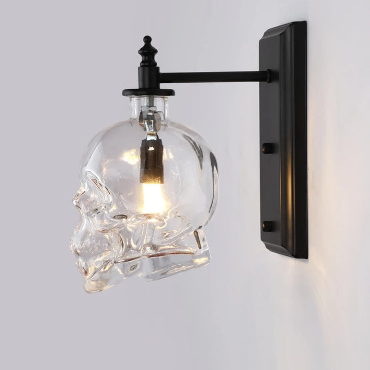 Skull Bones Wall Lamp Retro Loft Sconces Clear Glass Bottle Wall Art Light Fixtures for Dinning Room Bar Industrial Home Decor