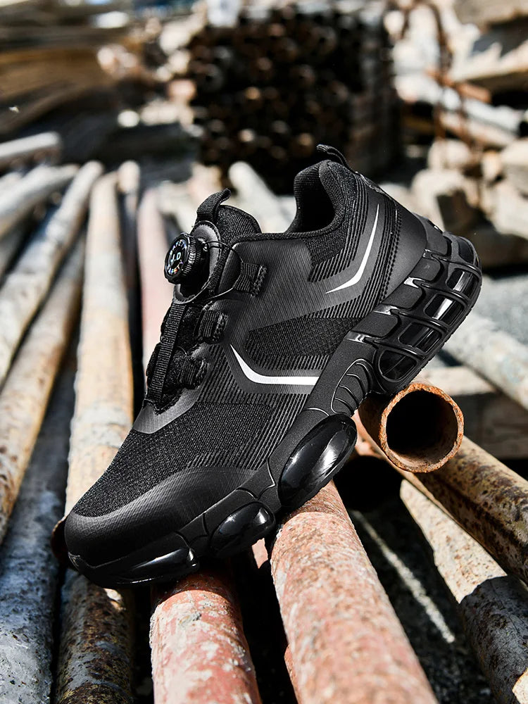 VIPOL Men's outdoor sports shoes, steel-toe shoes, construction site safety shoes, anti-crush and anti-puncture safety shoes