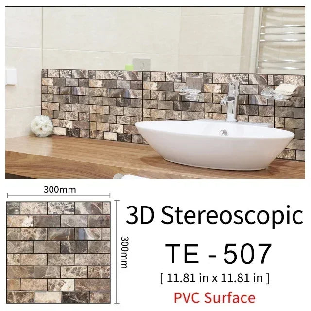 10/20PCS Imitation Brick Tile cobblestone Wall Stickers Water and Oil Proof for Kitchen Restaurant Tea room Relaxation area etc.