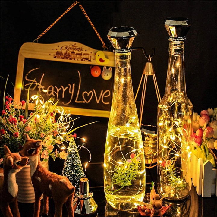 Updated Solar Wine Bottle Lights 2M 20 LED Copper Wire Fairy Garland String Lights 4/8/10 Pack