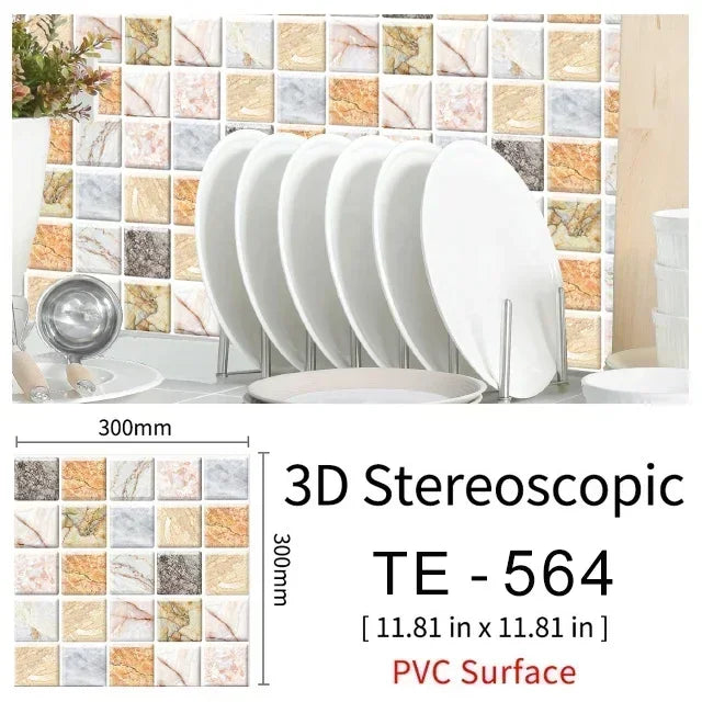 10/20PCS Imitation Brick Tile cobblestone Wall Stickers Water and Oil Proof for Kitchen Restaurant Tea room Relaxation area etc.