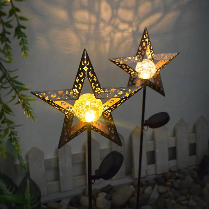 Solar Outdoor Garden Moon Lights Waterproof  LED Metal Fairy Landscape Light Perfect for Pathway and Yard Decor Antique Wrought