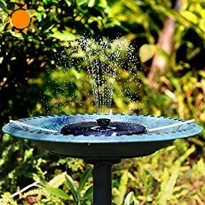 AISITIN Solar Fountain 5.5W with Color LED Light and 2000mAh Battery, 7 Nozzles Solar Bird Bath Fountain, for Outdoor, Garden