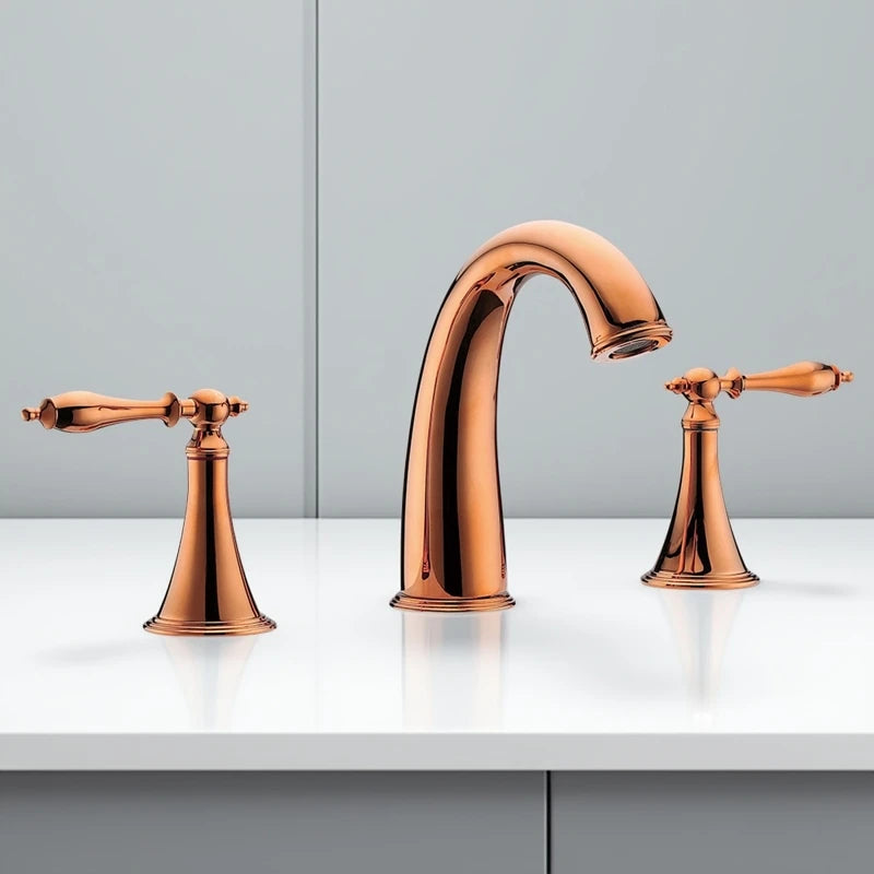 European basin faucet Three-hole split type hot and cold household all-copper faucet