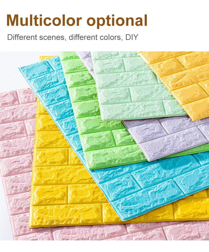 5/12PCS Self Adhesive Wallpaper Peel And Stick 3D Wall Panel Living Room Brick Stickers  Brick Paper Home Decor