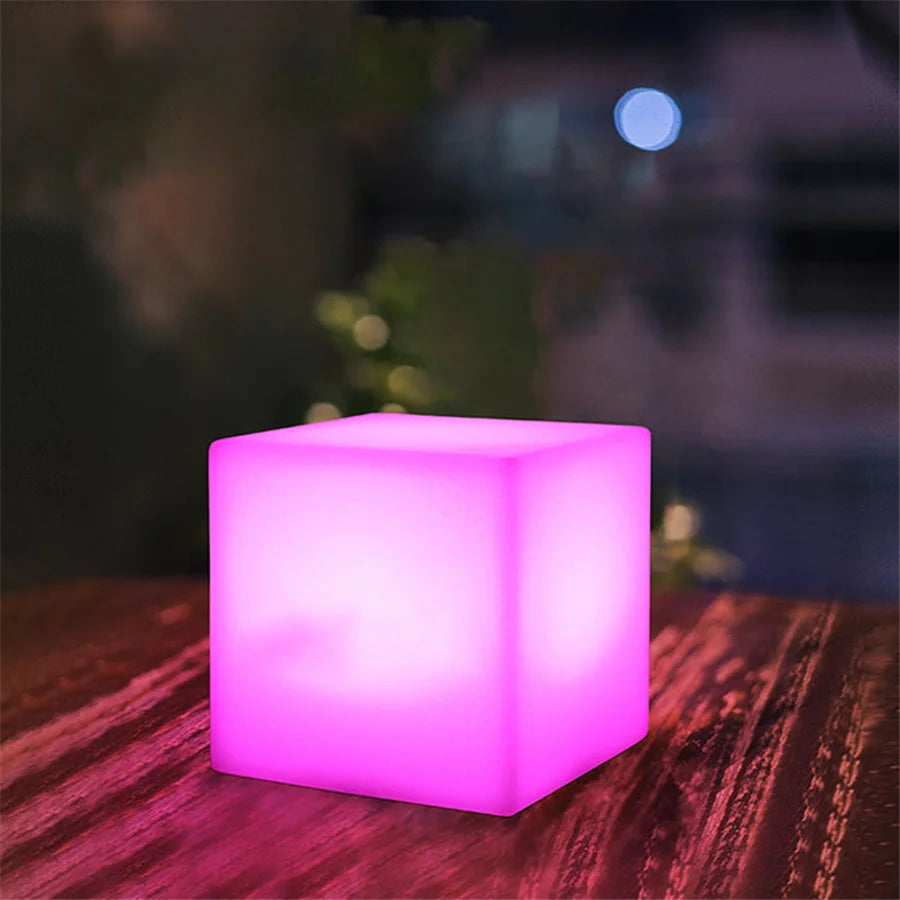 Battery Powered LED Glowing Cube Night Lights Remote 16 Colors Bar KTV Hotel Table Chair Lamps for Wedding Party Garden Decor