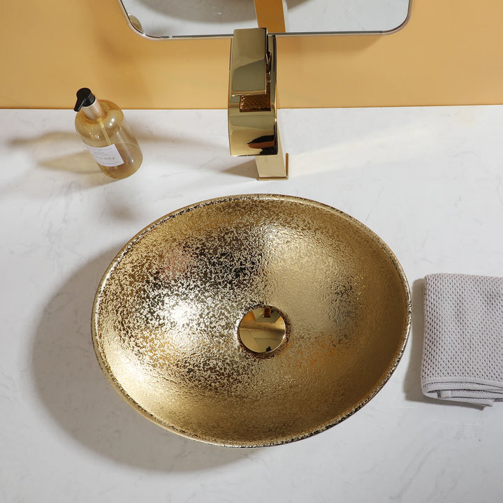 KEMAIDI Oval Vessel Sink with Faucet White Marbling Bathroom Vessel Sinks Above Counter  Ceramic Vessel Sinks for Bathroom Mixer