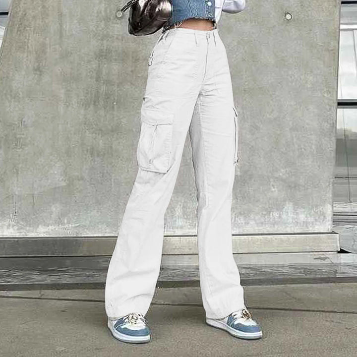 Women'S Adjustable Straight Fit Cargo Pants Adjustable Baggy With Pockets  Elastic Waist Casual Cargo Pants Relaxed Fit Pull On