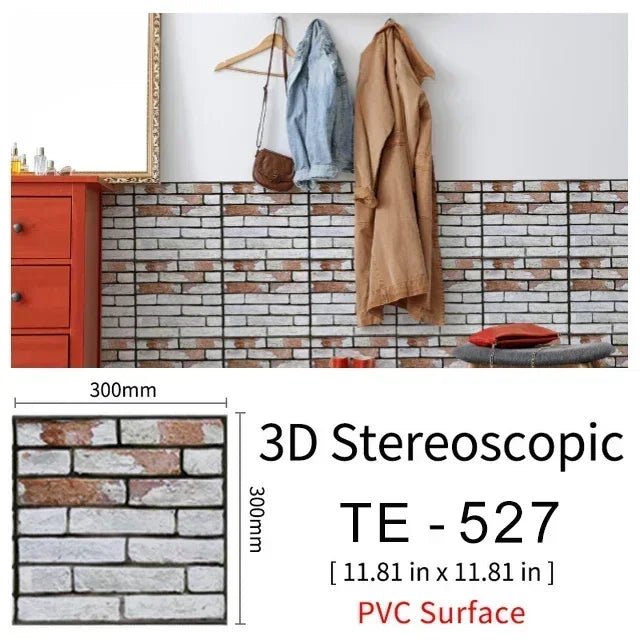 10/20PCS Imitation Brick Tile cobblestone Wall Stickers Water and Oil Proof for Kitchen Restaurant Tea room Relaxation area etc.
