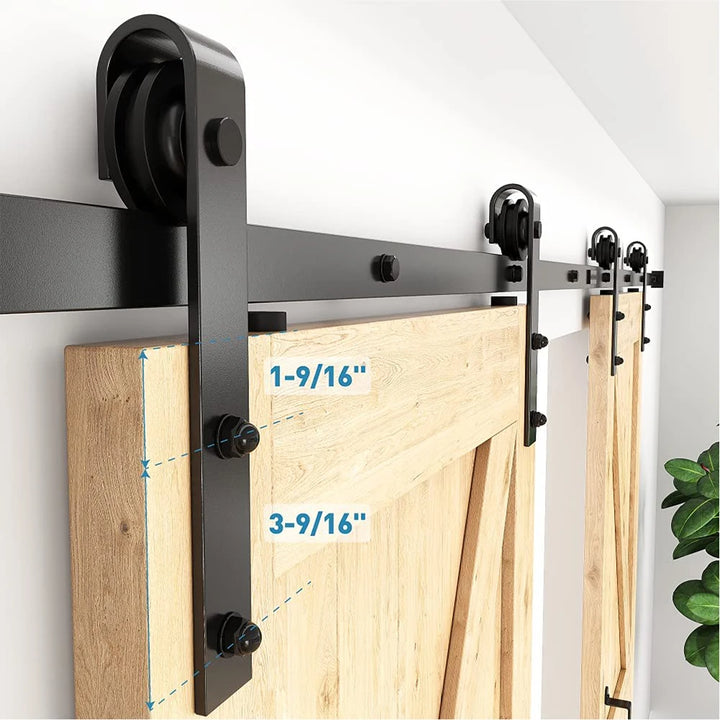 LWZH J-Shaped Sliding Barn Door Steel Hardware Kit Closet Door Hardware Hangers for Two Door (6-20FT)