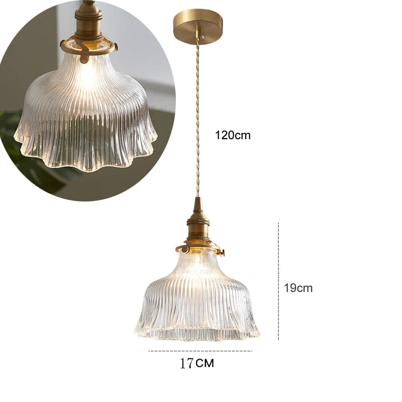 Suspension Green Stripe Glass Chandelier E27 Restaurant Pendant Light For Dining Room Kitchen Cafe Bedside Hanging Lamp Fixtures