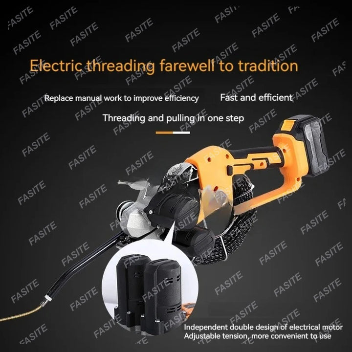 Lithium battery threading machine, automatic electrical threading tool, wire pulling device