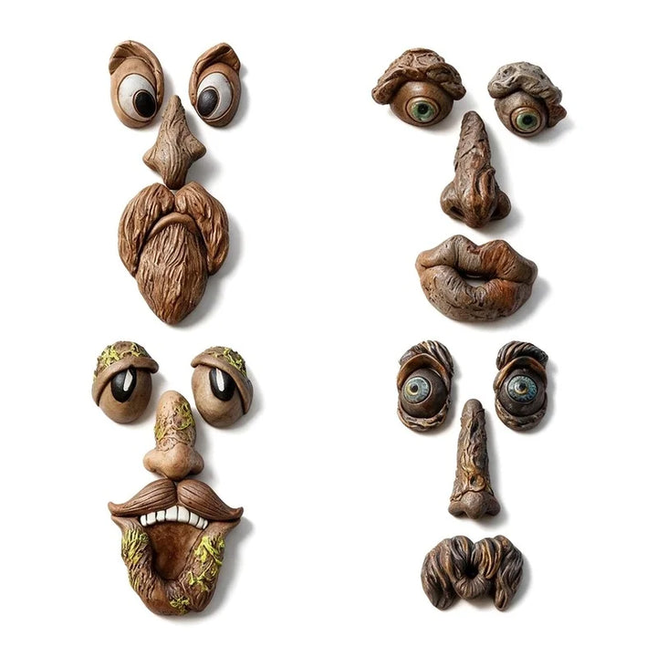 Whimsical Tree Face Resin Statue, Tree Hugger Decor with Bark Texture, Weatherproof Outdoor Garden Yard Ornament, Creative Tree