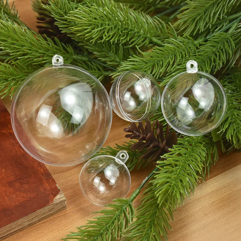 4-10CM Christmas Transparent Ball Plastic Fillable Bauble Xmas Tree Hanging Ornaments Decoration