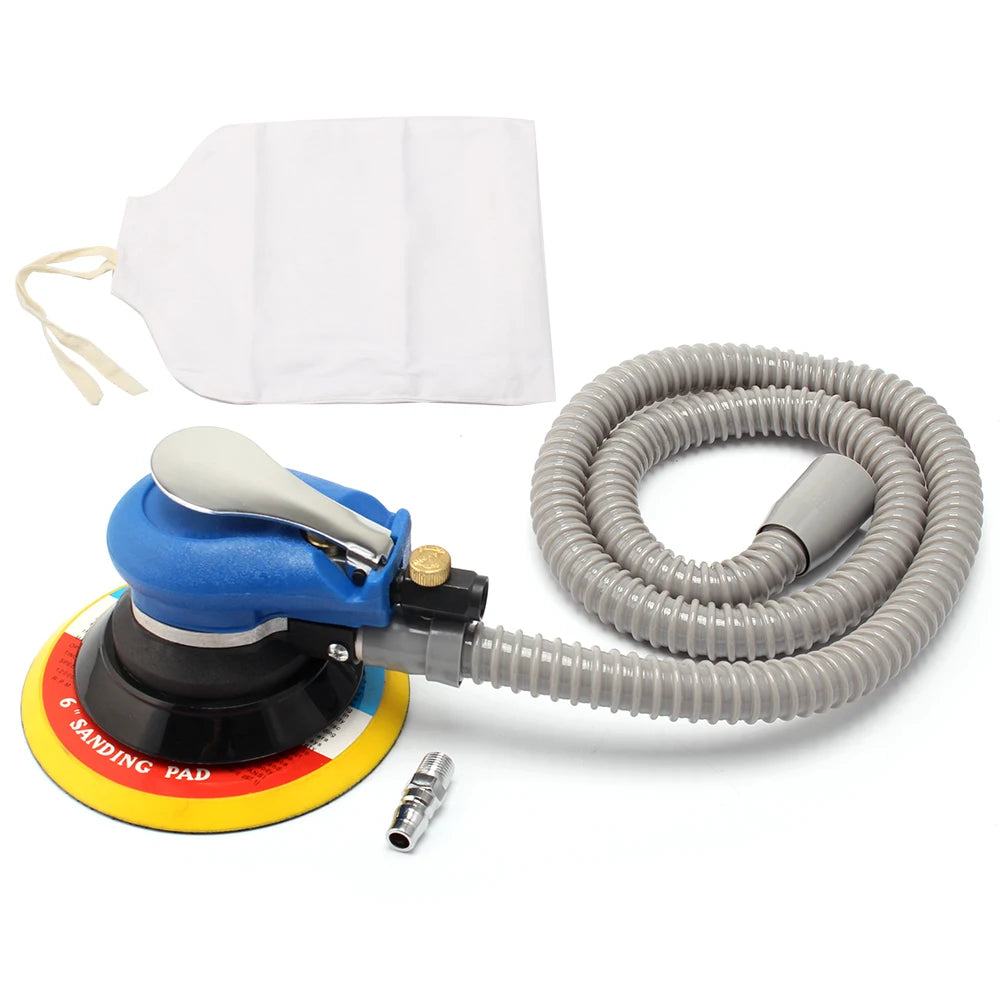 NuoDdunco 5-inch /6-inch Pneumatic Orbital Sander Air Polisher 125mm/150mm Air Vacuum Grinder for Car Metal Wood Polishing