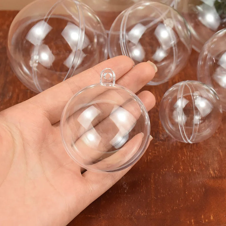 4-10CM Christmas Transparent Ball Plastic Fillable Bauble Xmas Tree Hanging Ornaments Decoration