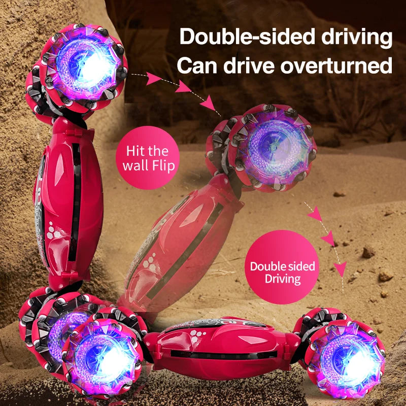 4WD stunt remote control car LED lights watch induction twist music 360° rotation off-road climbing children's toys Holiday gift