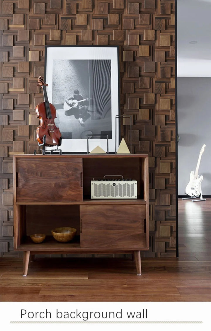 Black Walnut Log Solid Wood Mosaic Tile Square Mosaic Background Sofa TV Background Wall Decoration Art Acoustic Diffuser Panel
