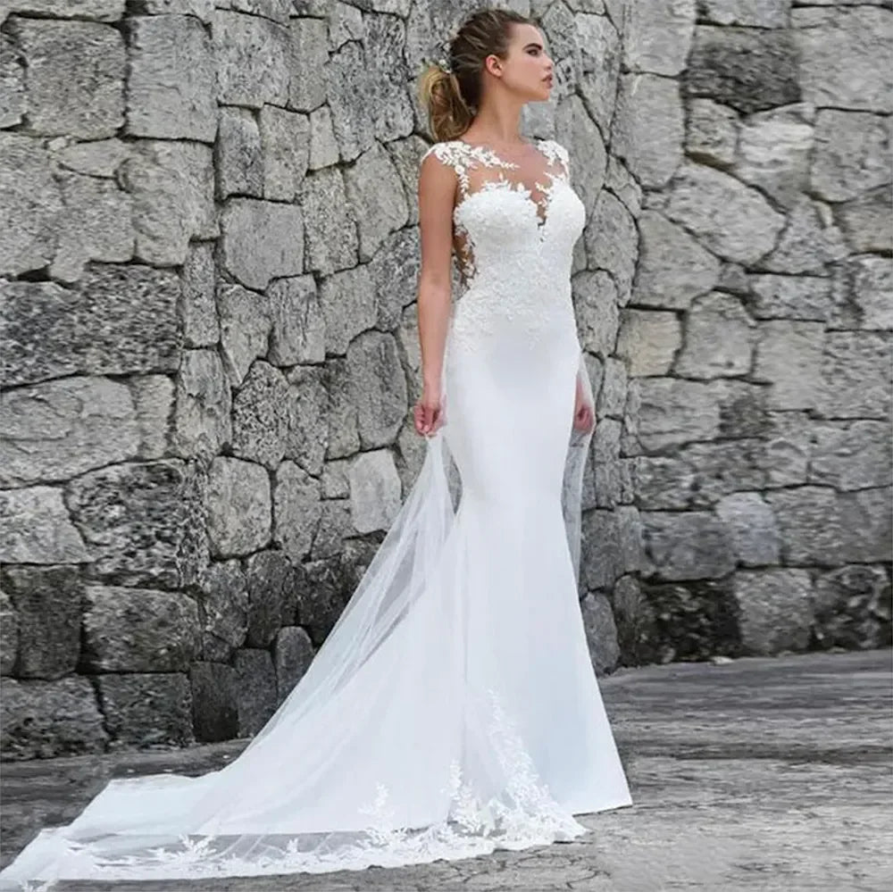 Wedding Dresses White Mermaid With Lace Plus Size Bridal Gowns vestidos de Boho Dress Beach Gothic Grows