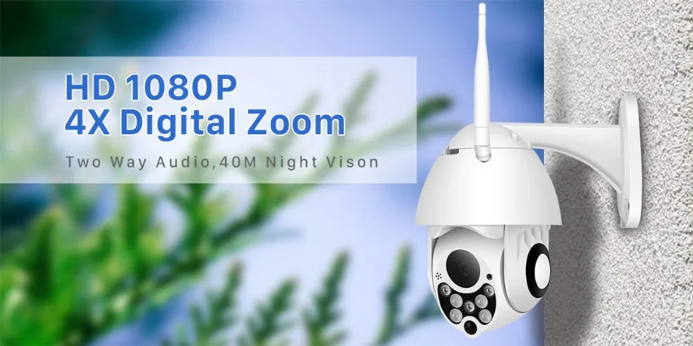 YCC365 Plus Wifi Camera Outdoor 1080P HD CCTV Security Camera PTZ 4x Zoom Waterproof Speed Dome Wireless Surveillance Camera