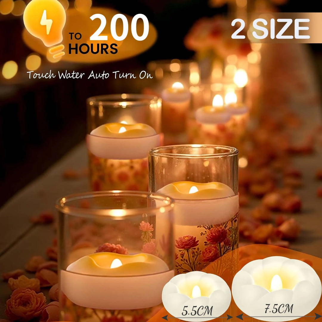 12-100PCS Flameless Floating Candles for Centerpieces Wedding LED Tealight 5.5/7.5CM Battery Operate Float Candle Pool Spa Decor